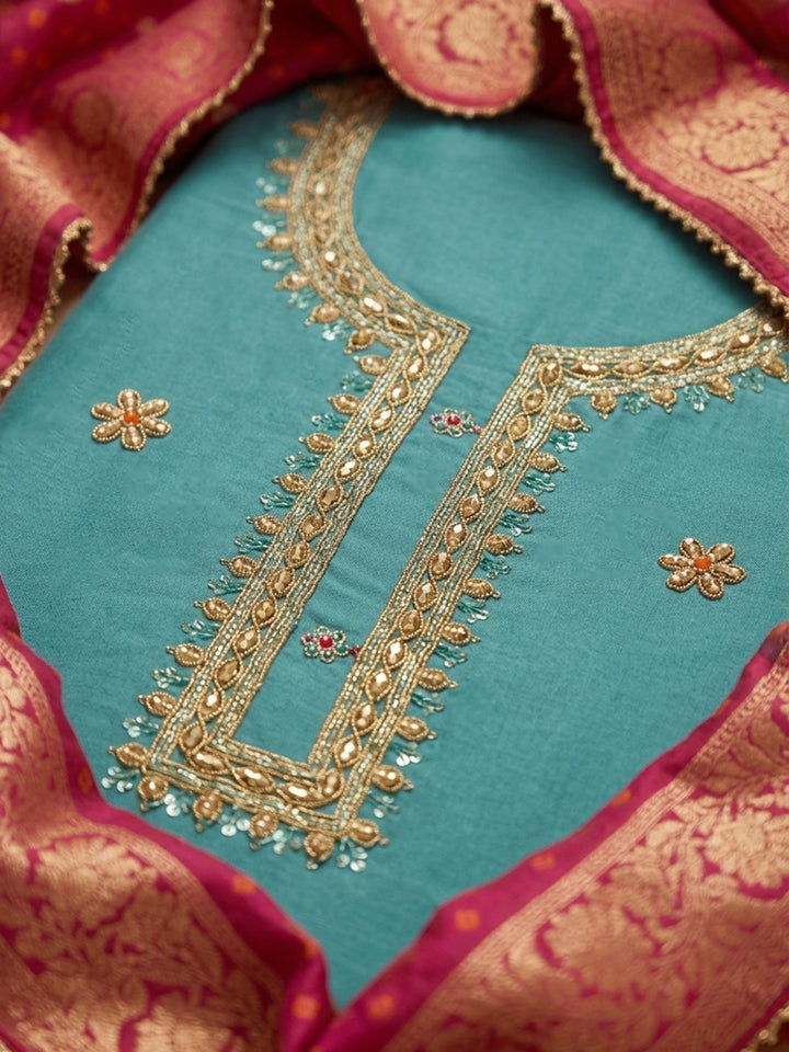 Firozee  Chanderi Unstitched Dress Material