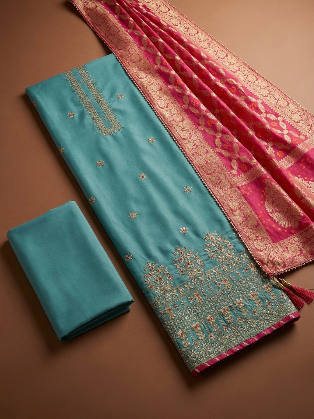 Firozee  Chanderi Unstitched Dress Material