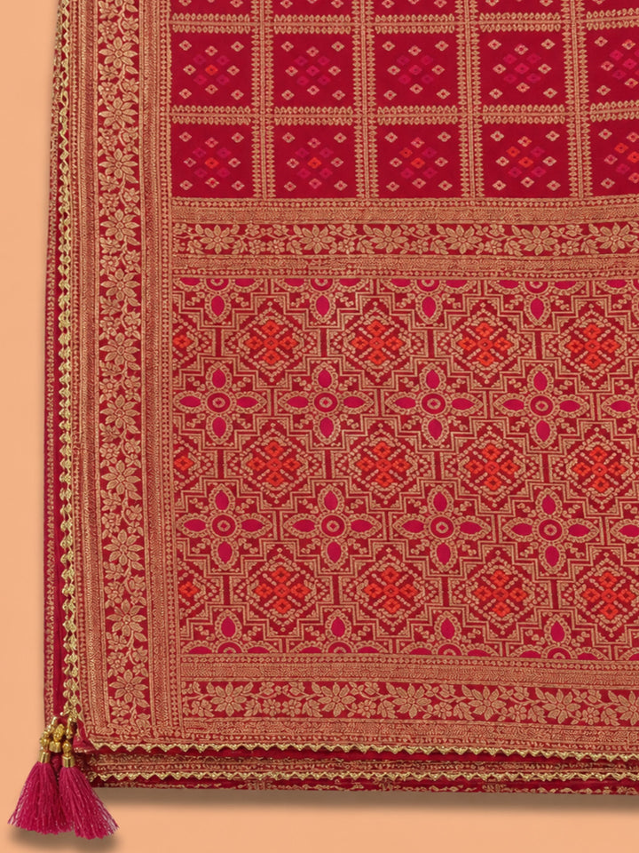 Purple  Chanderi Unstitched Dress Material