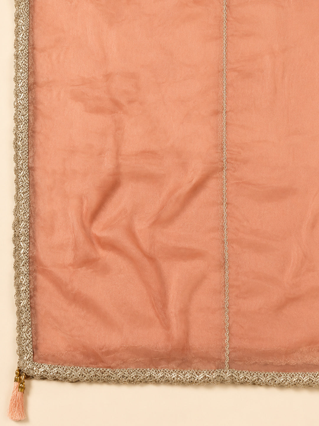 Peach  Chanderi Unstitched Dress Material