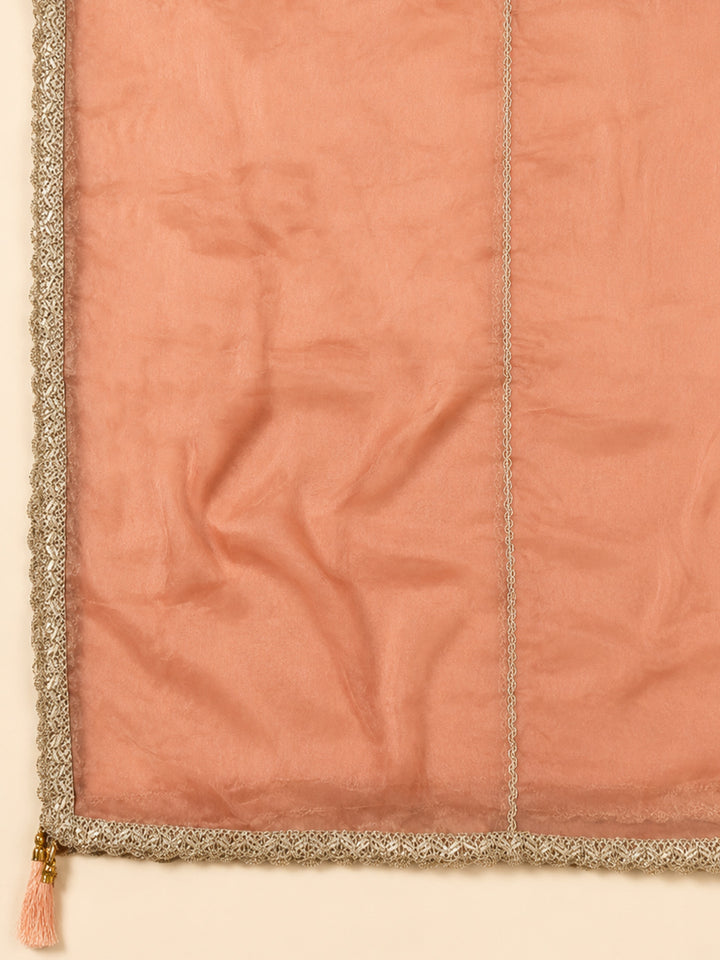 Peach  Chanderi Unstitched Dress Material