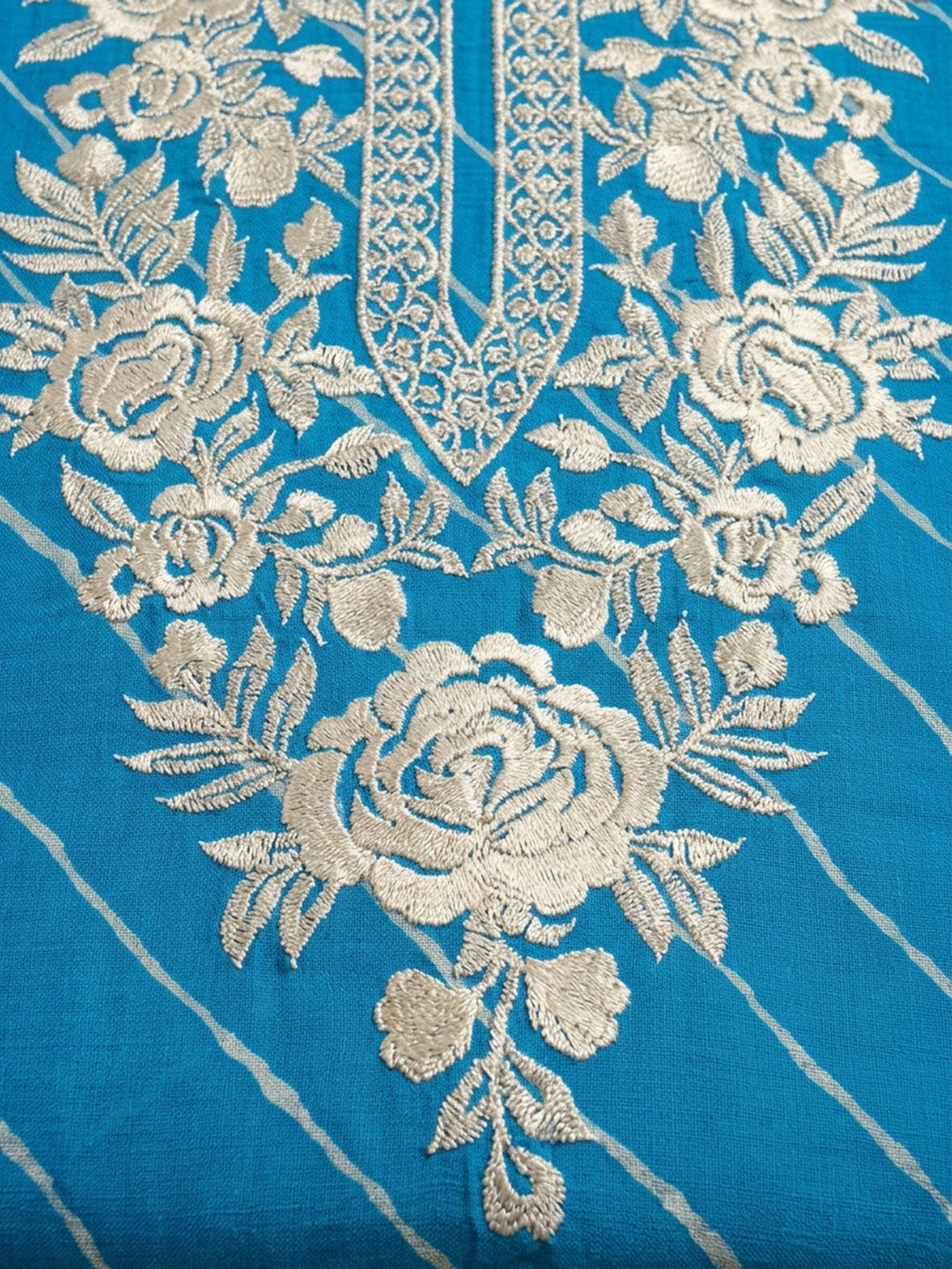 Blue  Chanderi Unstitched Dress Material