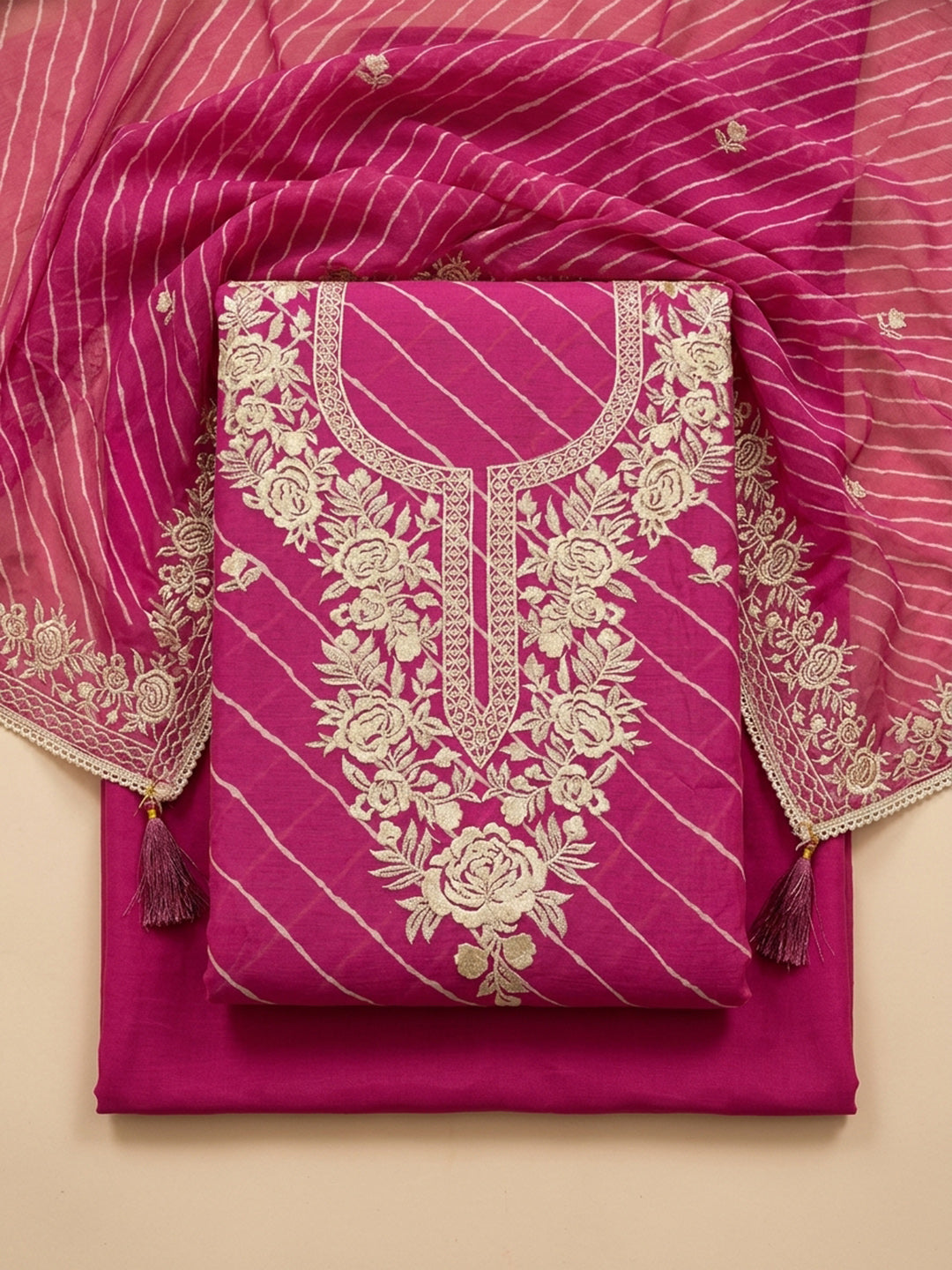 Rani  Chanderi Unstitched Dress Material