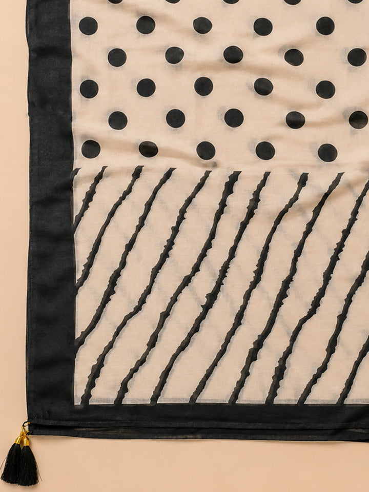 Black  Chanderi Unstitched Dress Material