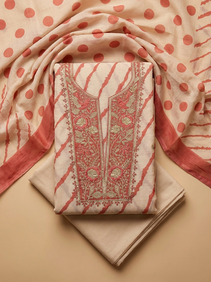 Rust  Chanderi Unstitched Dress Material