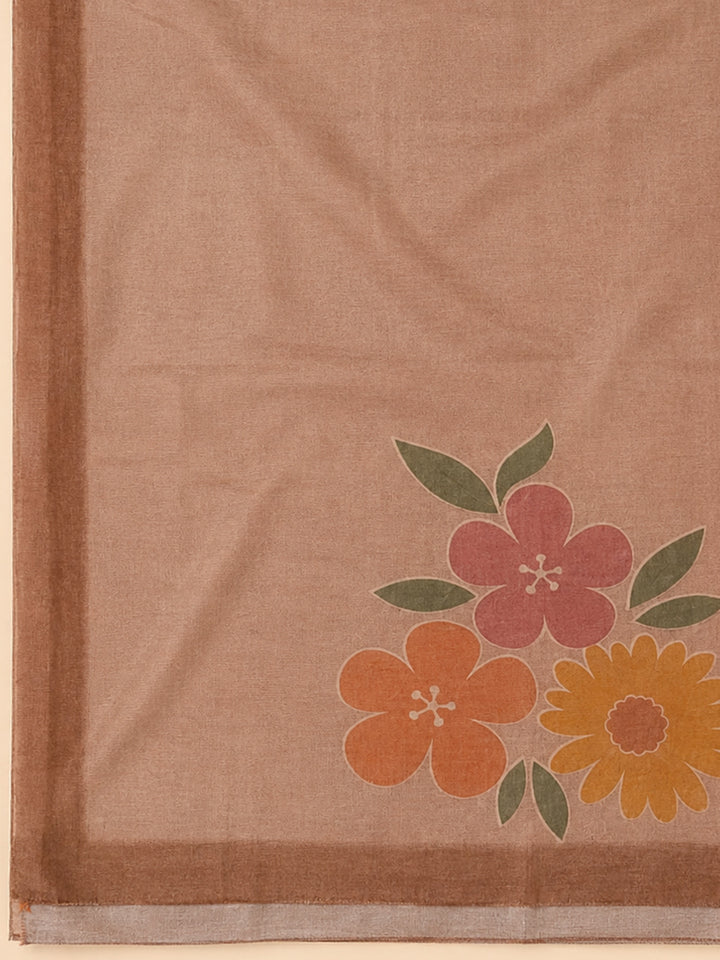 Peach  Chanderi Unstitched Dress Material