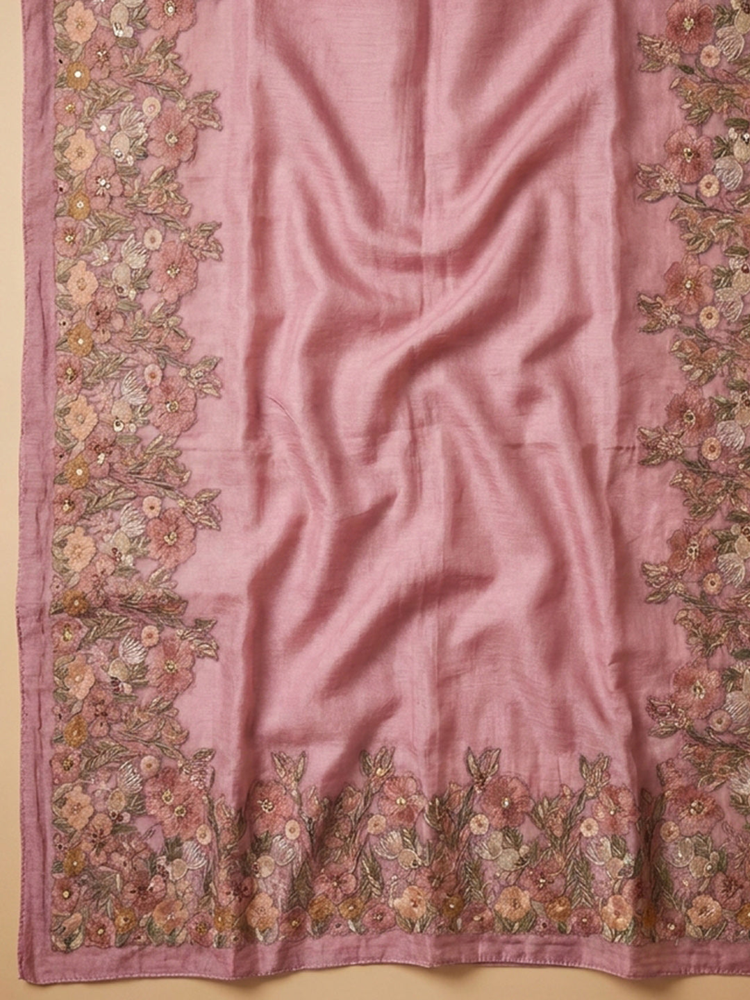 Onion Pink  Chanderi Unstitched Dress Material