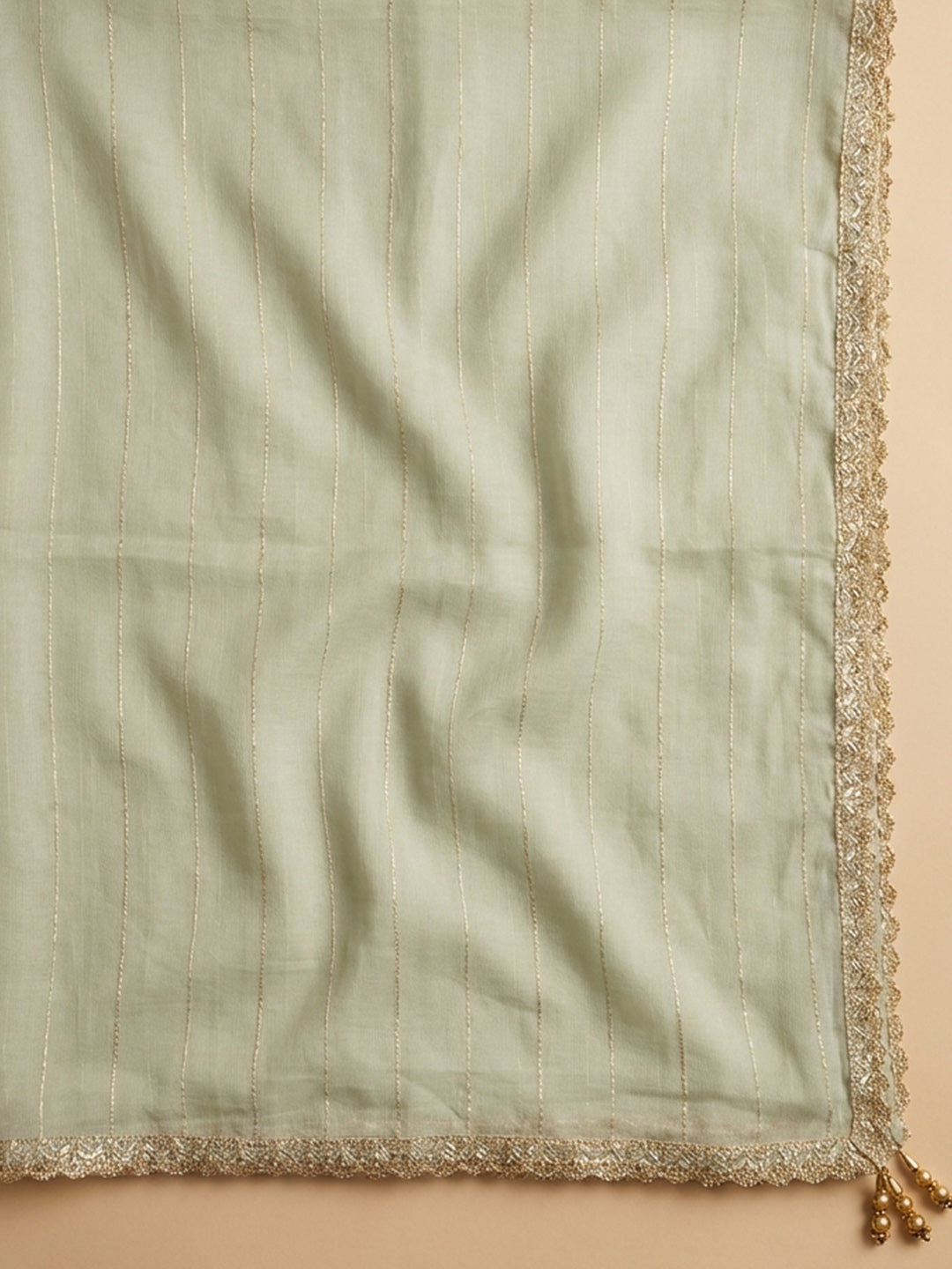 Cream  Chanderi Unstitched Dress Material