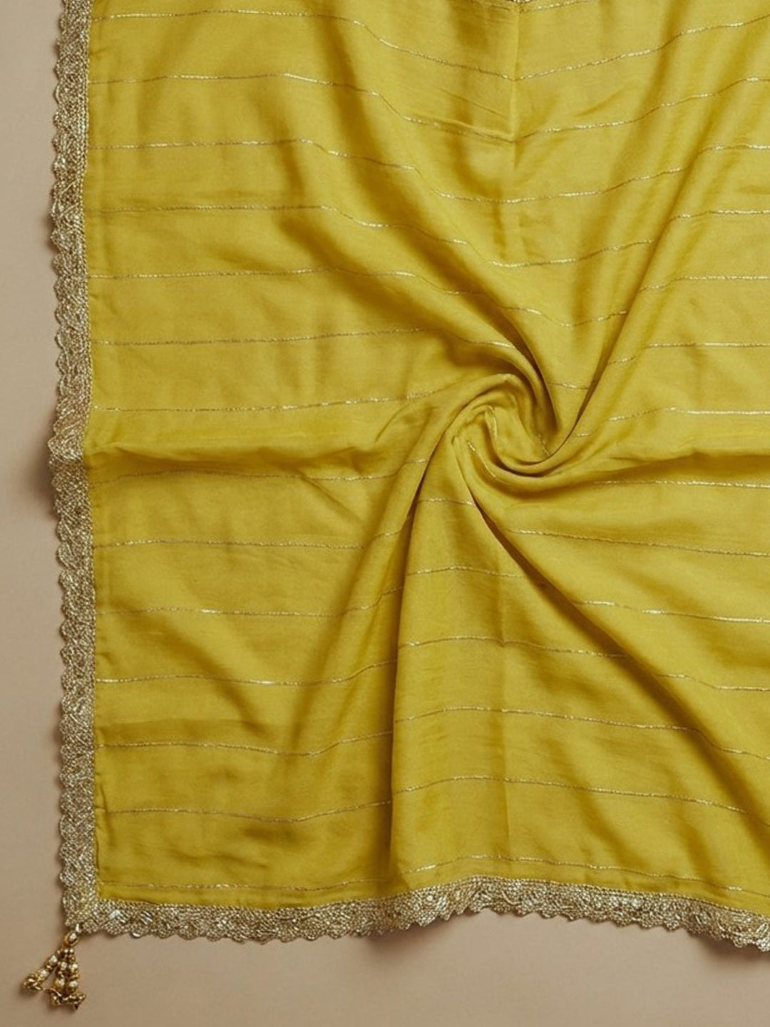 Yellow  Chanderi Unstitched Dress Material