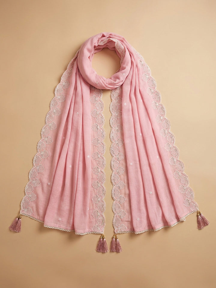 Peach  Chanderi Unstitched Dress Material