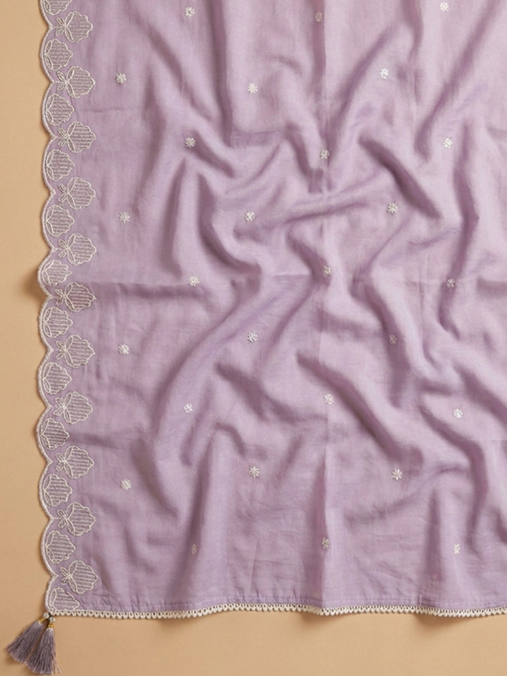 Purple  Chanderi Unstitched Dress Material