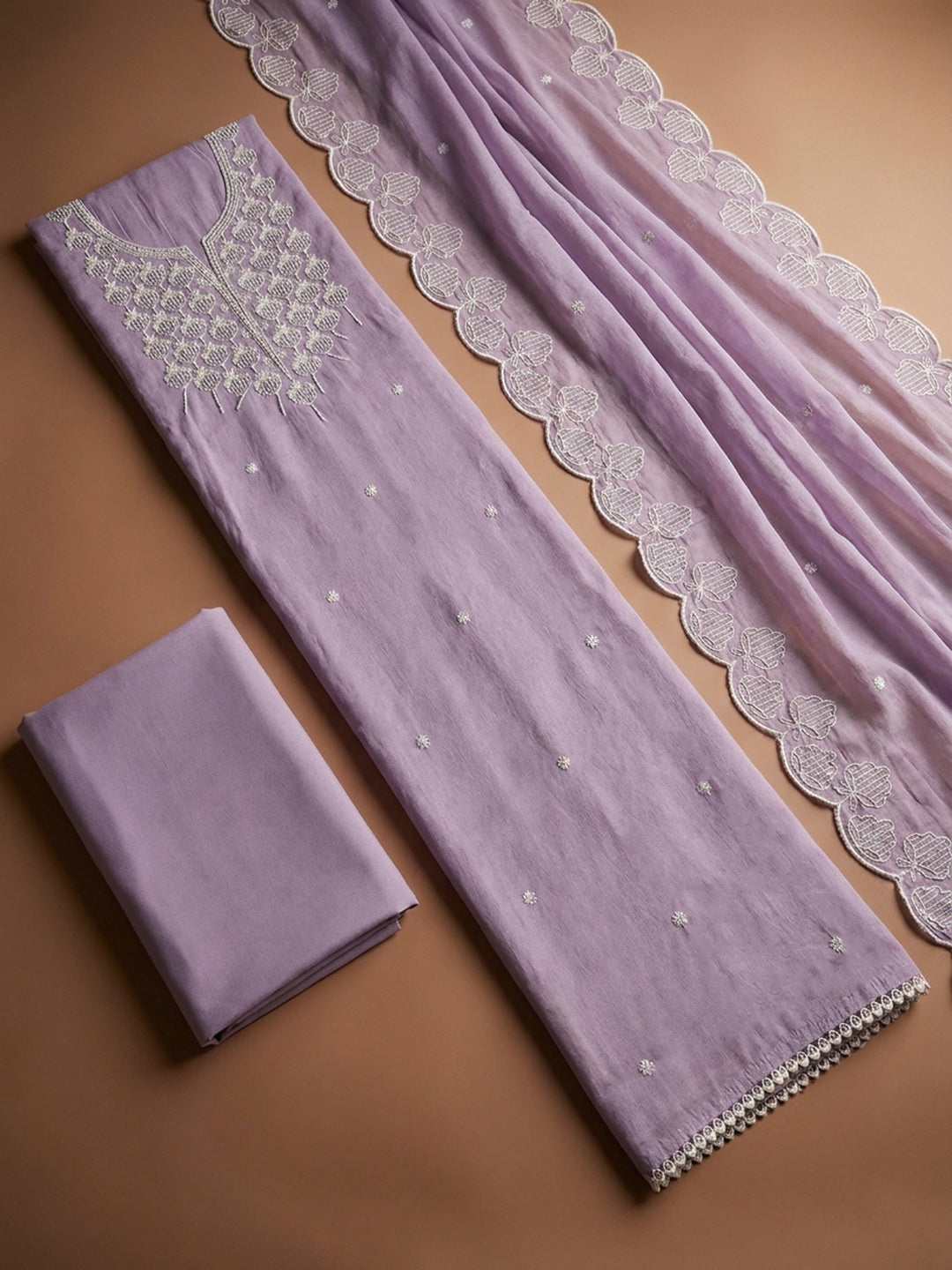 Purple  Chanderi Unstitched Dress Material