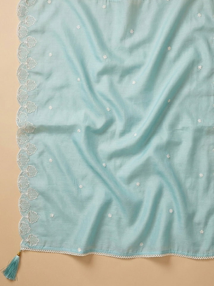 Sky Blue  Chanderi Unstitched Dress Material