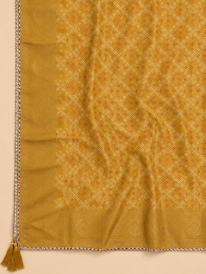 Mustard  Chanderi Unstitched Dress Material