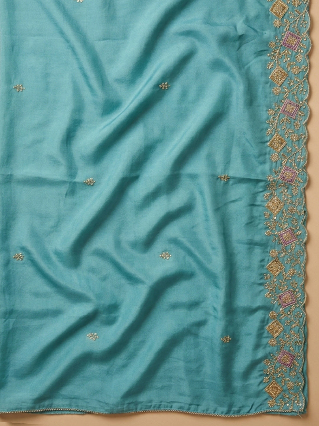 Firozee Embroidery Chanderi Unstitched Dress Material