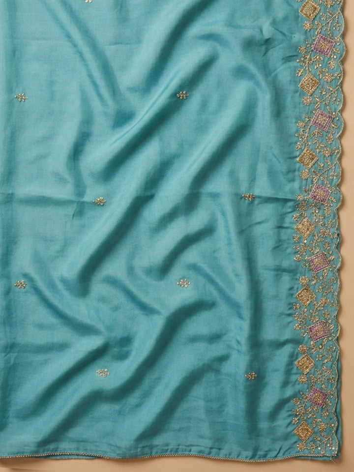 Firozee Embroidery Chanderi Unstitched Dress Material