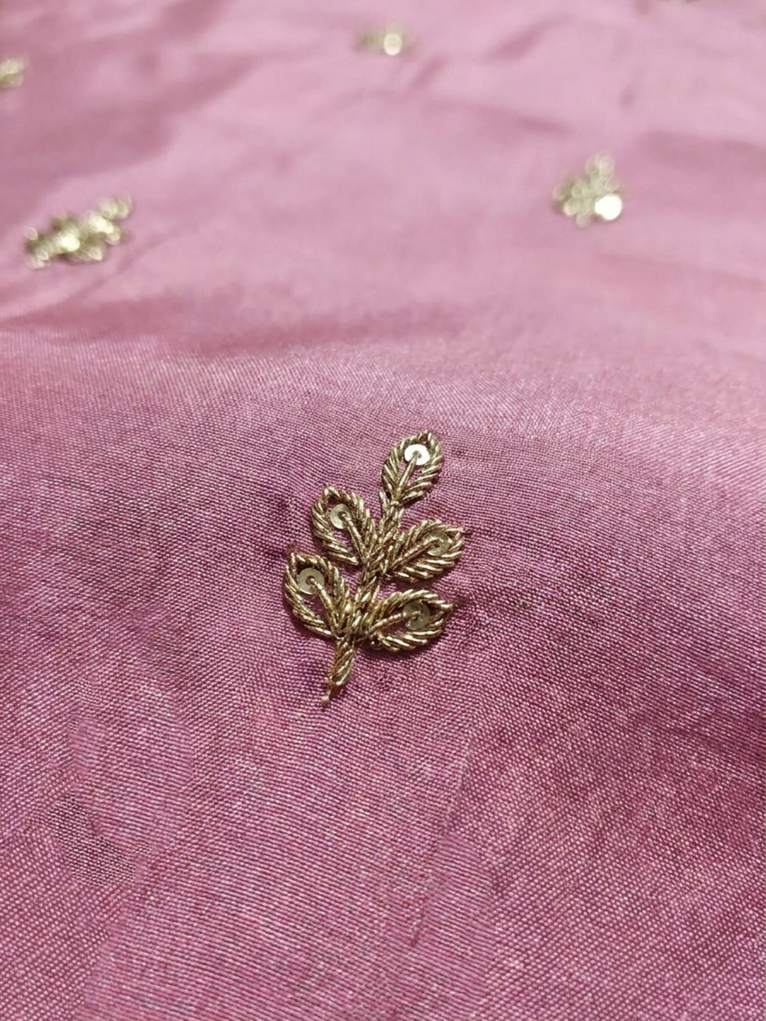 Pink Embroidery Chanderi Unstitched Dress Material