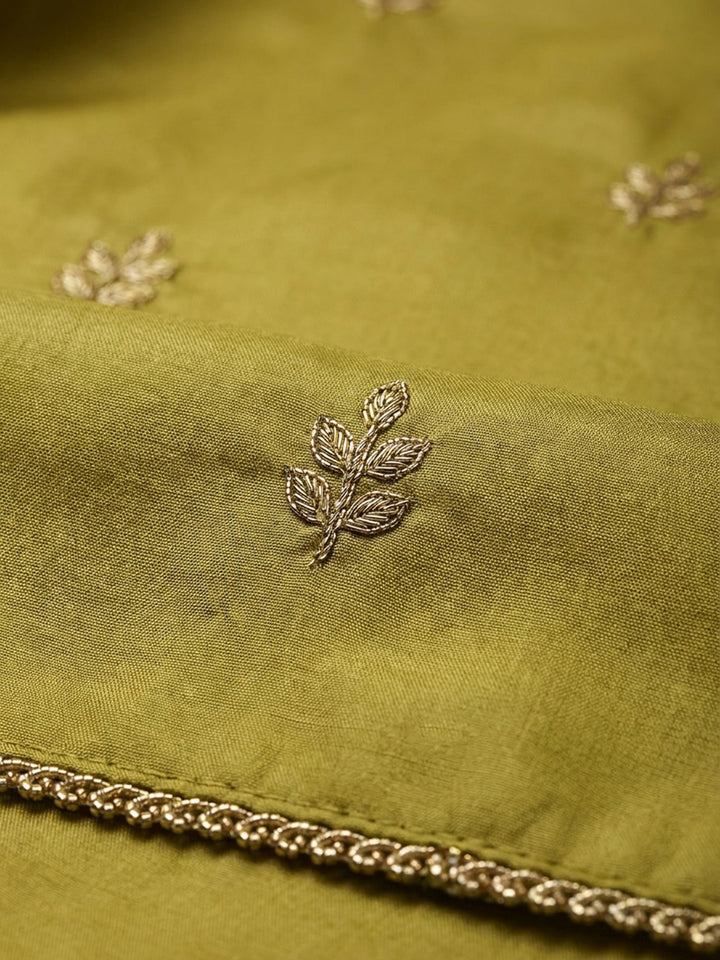 Yellow Embroidery Chanderi Unstitched Dress Material