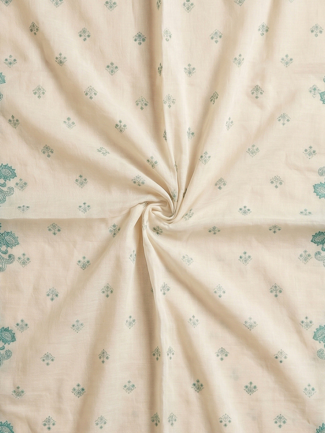 Sea Green Cotton Blend Printed Unstitched Dress Material