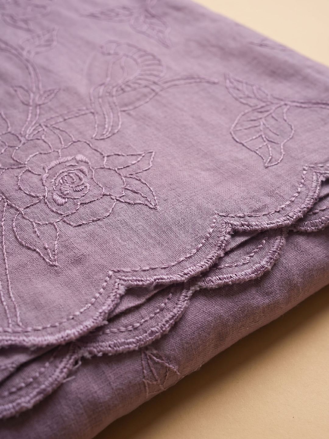 Lavender Embroidered Chanderi Unstitched Suit &amp; Pant With Chanderi Dupatta