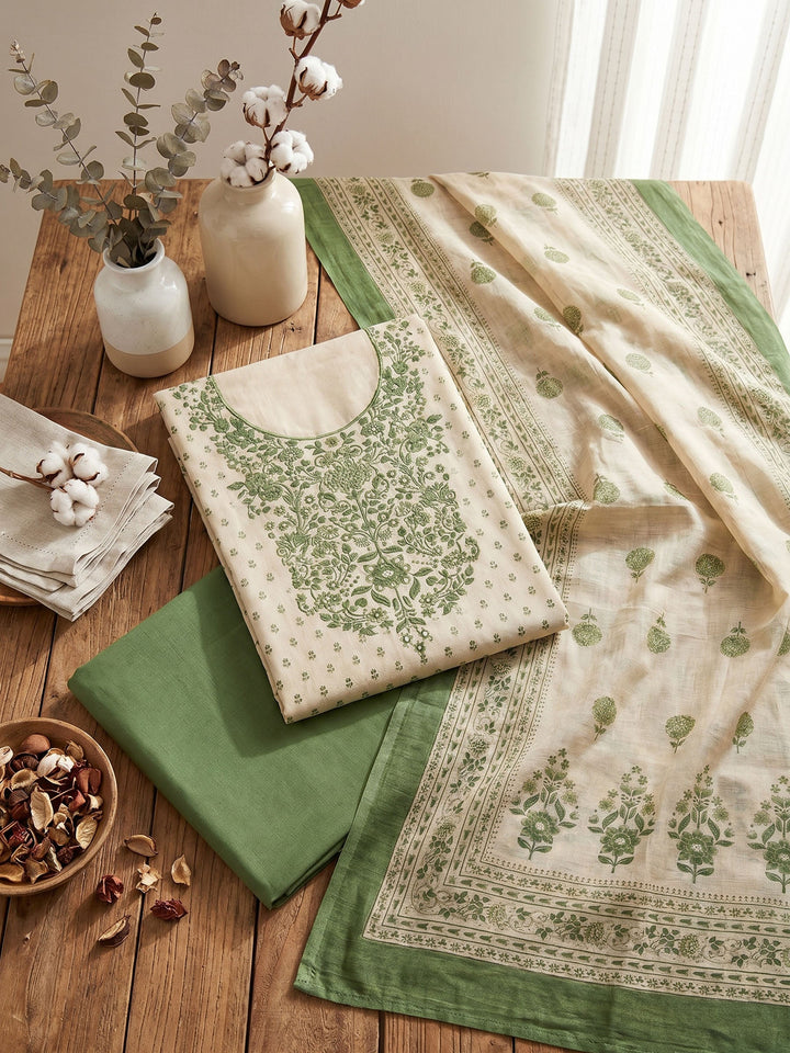 Printed Linen Unstitched Suit With Dupatta