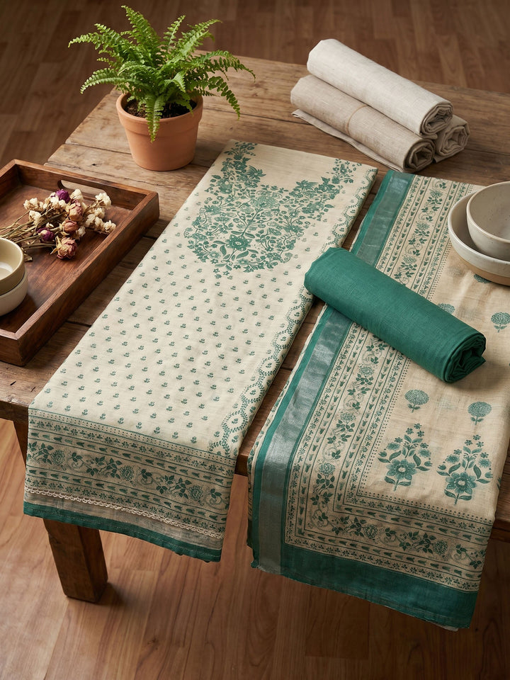Printed Linen Unstitched Suit With Dupatta