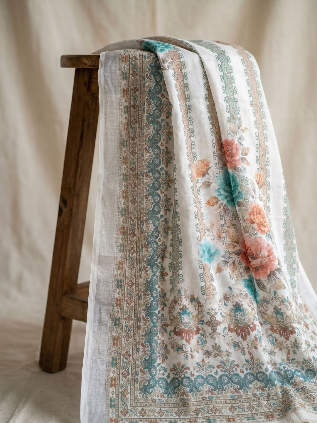 Embroidered Linen Unstitched Suit With Dupatta