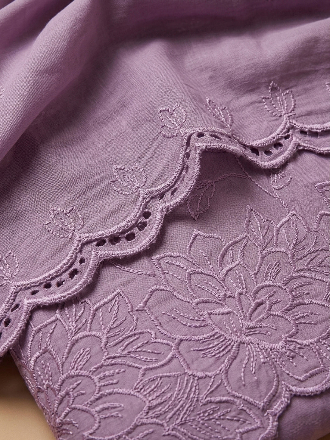 Lavender Embroidered Chanderi Unstitched Suit &amp; Pant With Chanderi Dupatta