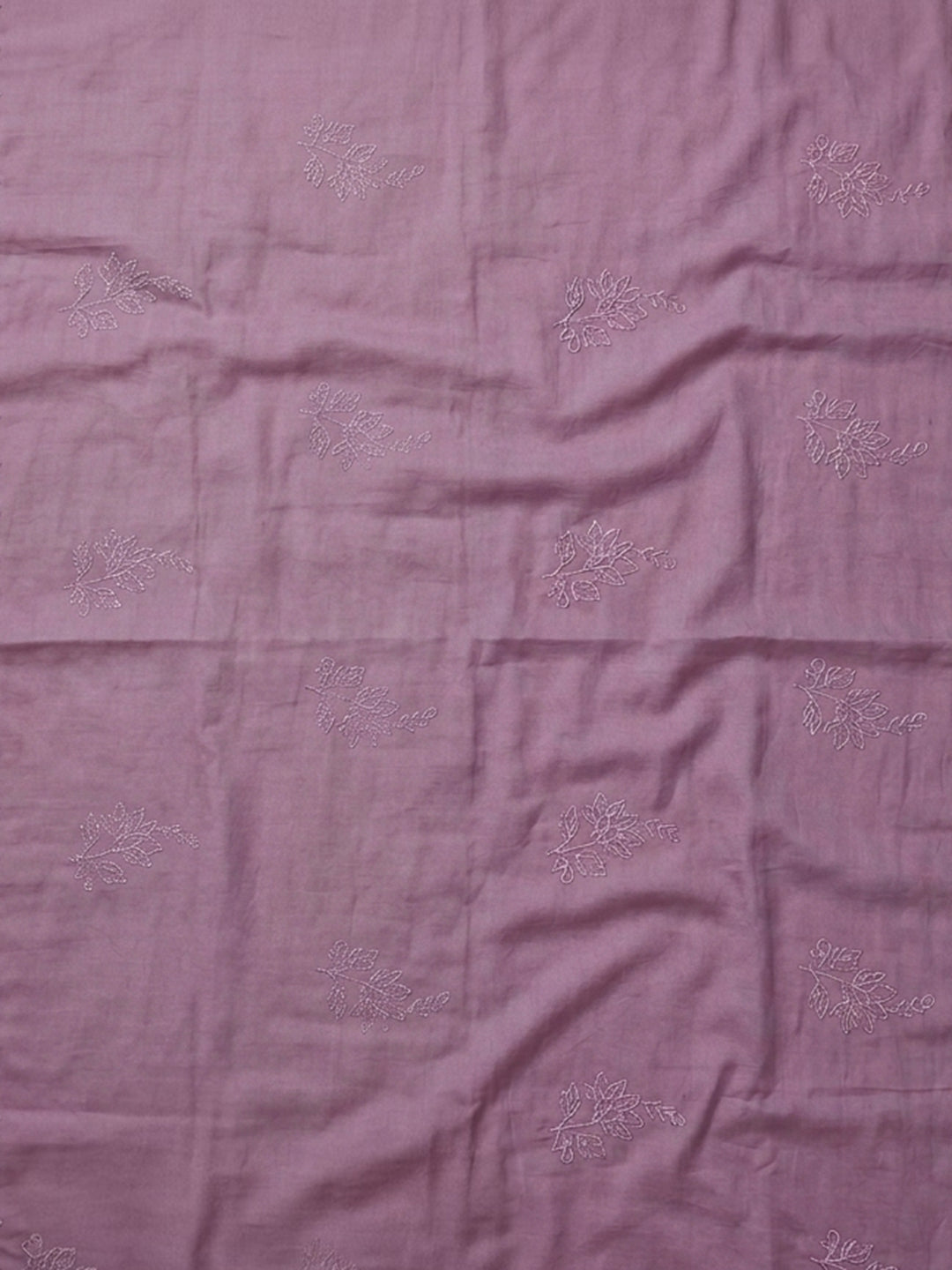 Lavender Embroidered Chanderi Unstitched Suit &amp; Pant With Chanderi Dupatta