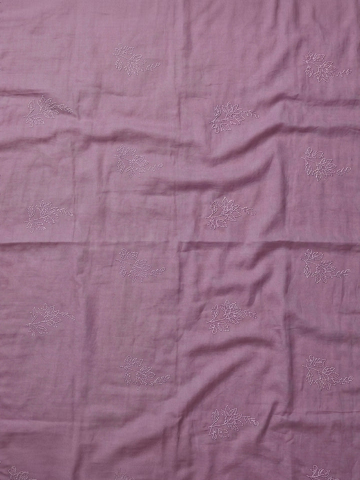 Lavender Embroidered Chanderi Unstitched Suit &amp; Pant With Chanderi Dupatta