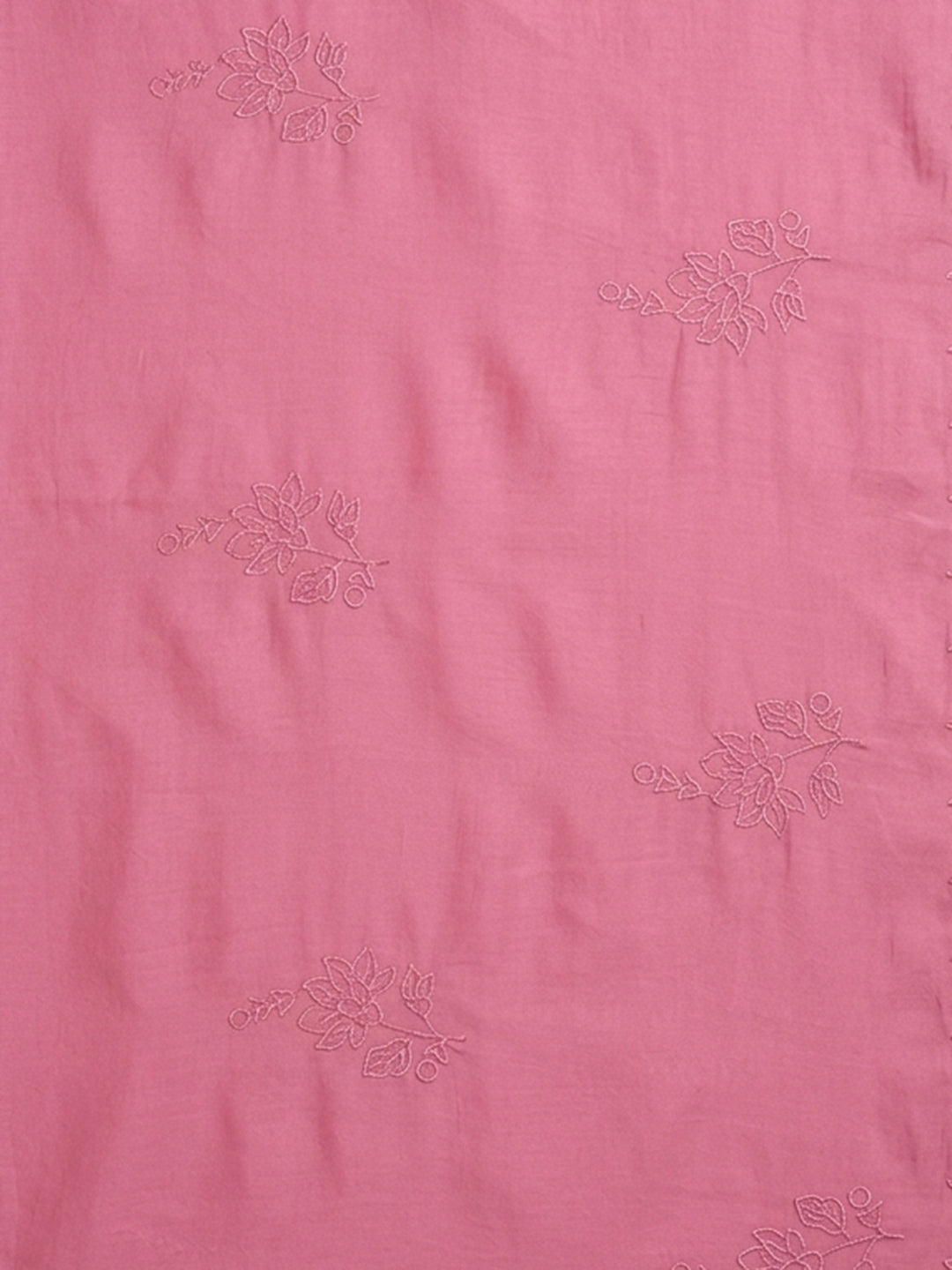Onion Pink Embroidered Chanderi Unstitched Suit &amp; Pant With Chanderi Dupatta