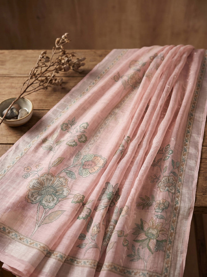 Embroidered Linen Unstitched Suit With Dupatta