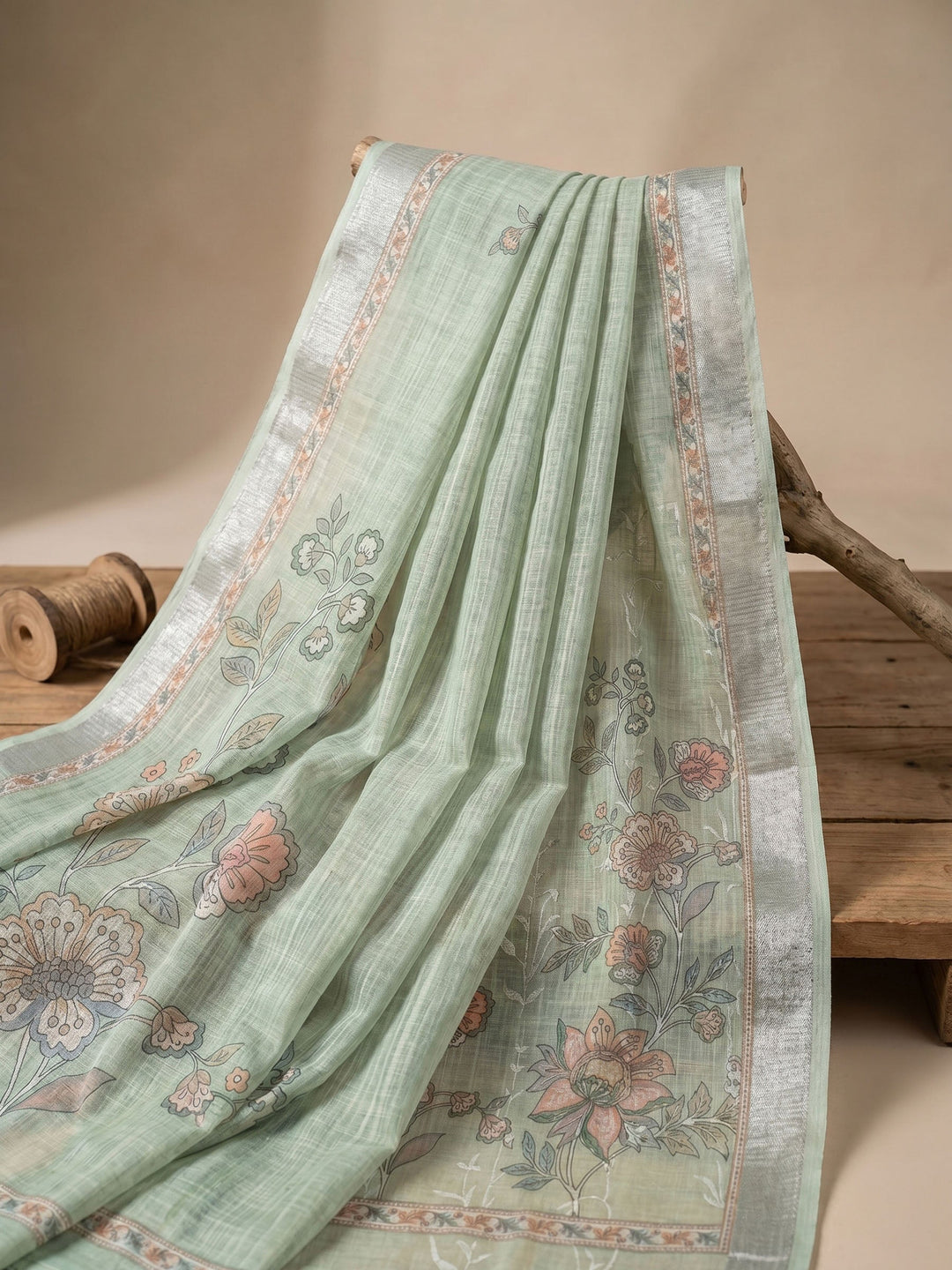 Embroidered Linen Unstitched Suit With Dupatta