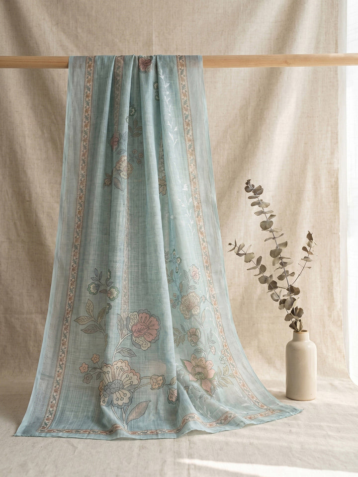 Embroidered Linen Unstitched Suit With Dupatta