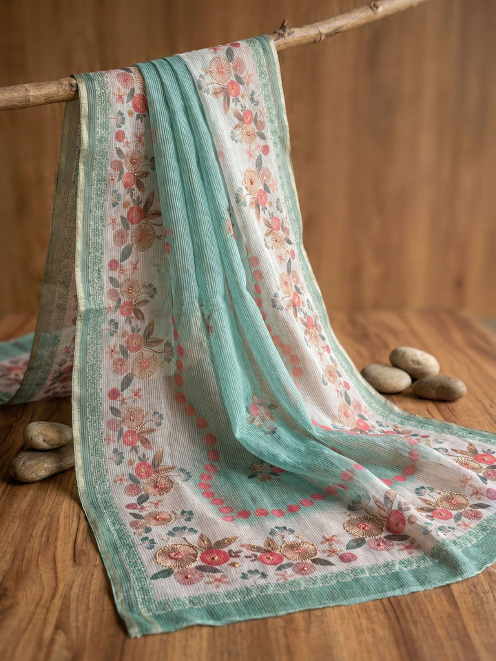 Printed Cotton Blend Unstitched Suit With Dupatta