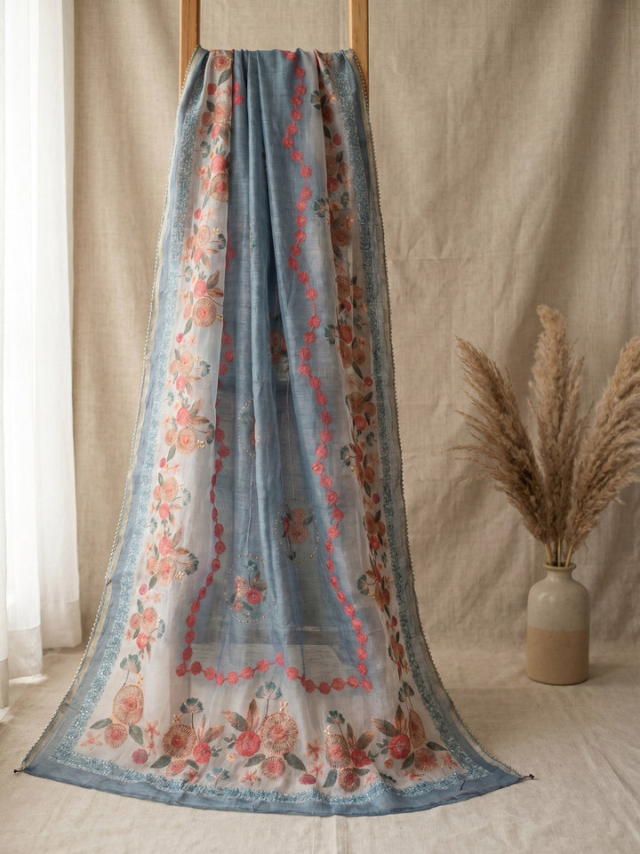 Printed Cotton Blend Unstitched Suit With Dupatta