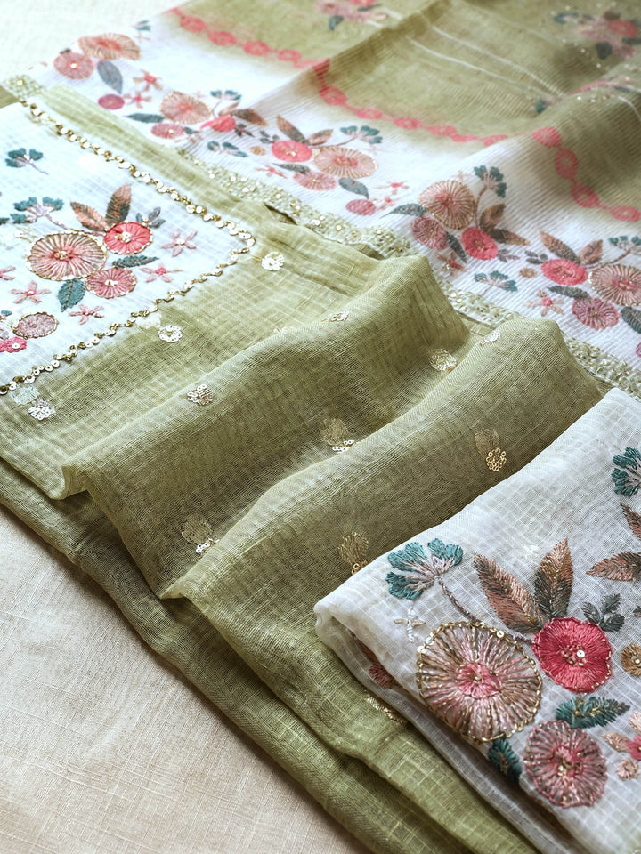Printed Cotton Blend Unstitched Suit With Dupatta
