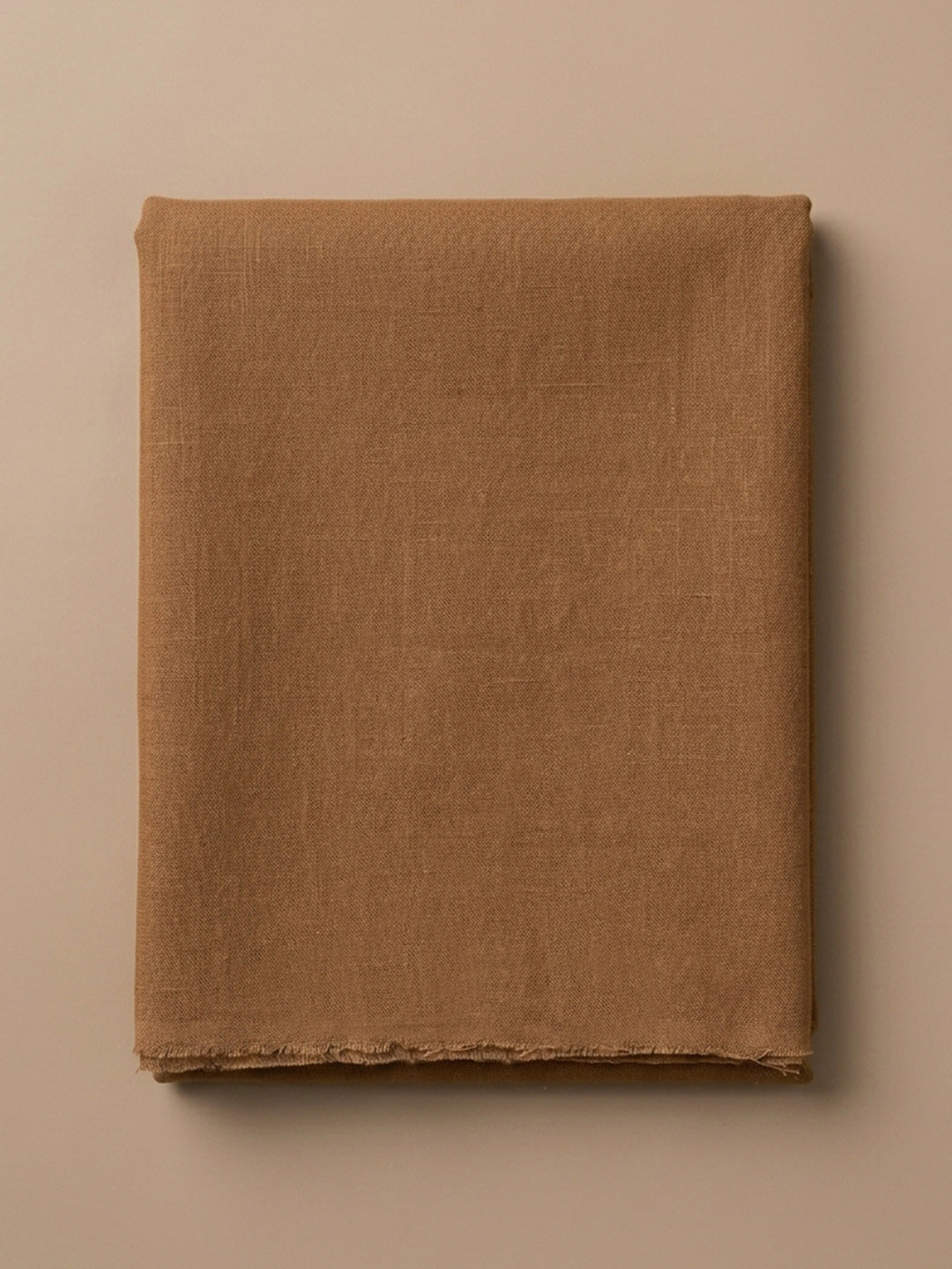 Brown Printed Linen Blend Unstitched Suit &amp; Pant With Linen Dupatta