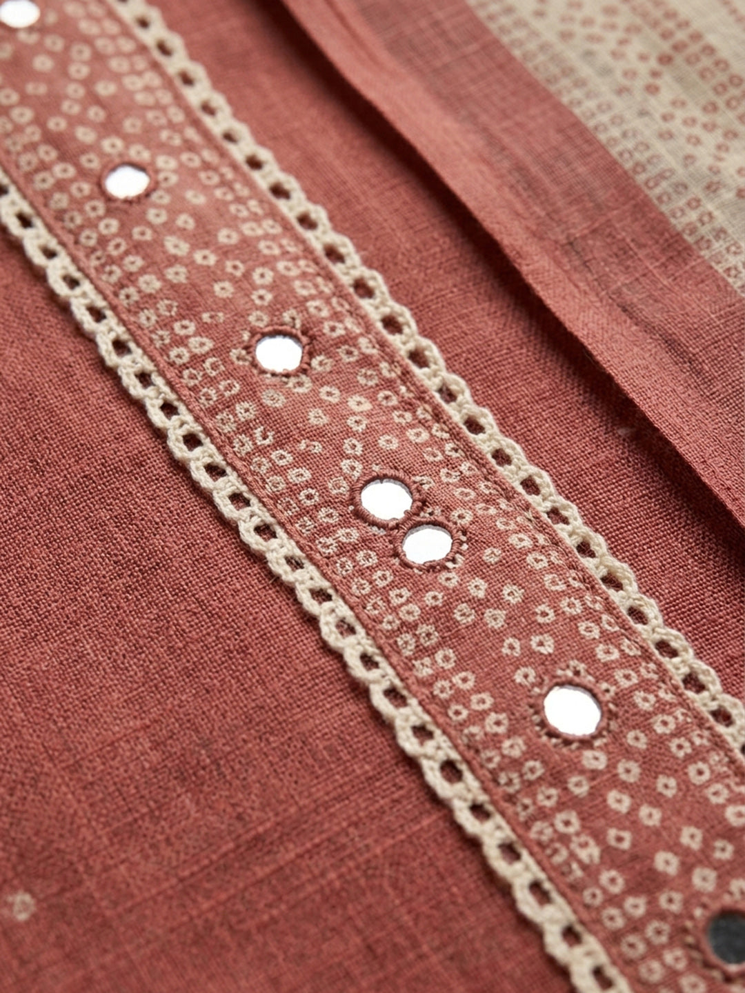 Peach Printed Linen Blend Unstitched Suit &amp; Pant With Linen Dupatta