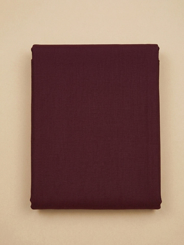 Maroon Embroidered Linen Blend Unstitched Suit &amp; Pant With Linen Dupatta