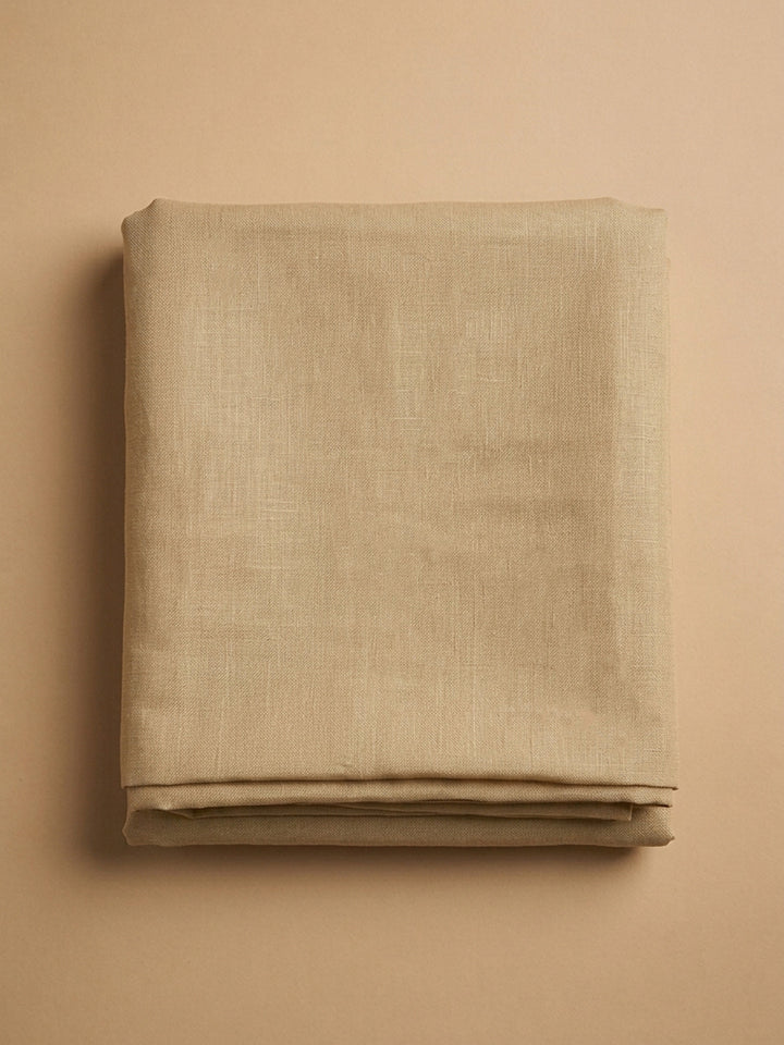 Beige Embroidery Linen Blend Unstitched Dress Material