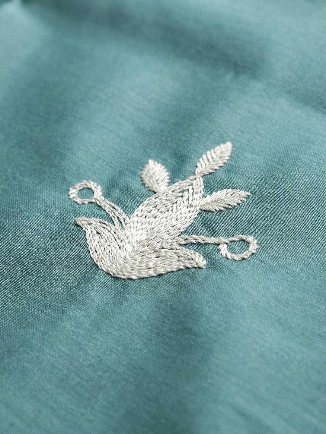 Aqua Blue Embroidery Chanderi Unstitched Dress Material
