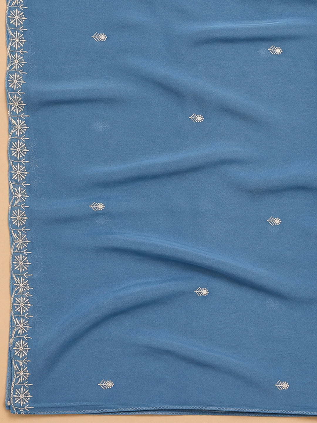 Indigo Embroidery Chanderi Unstitched Dress Material