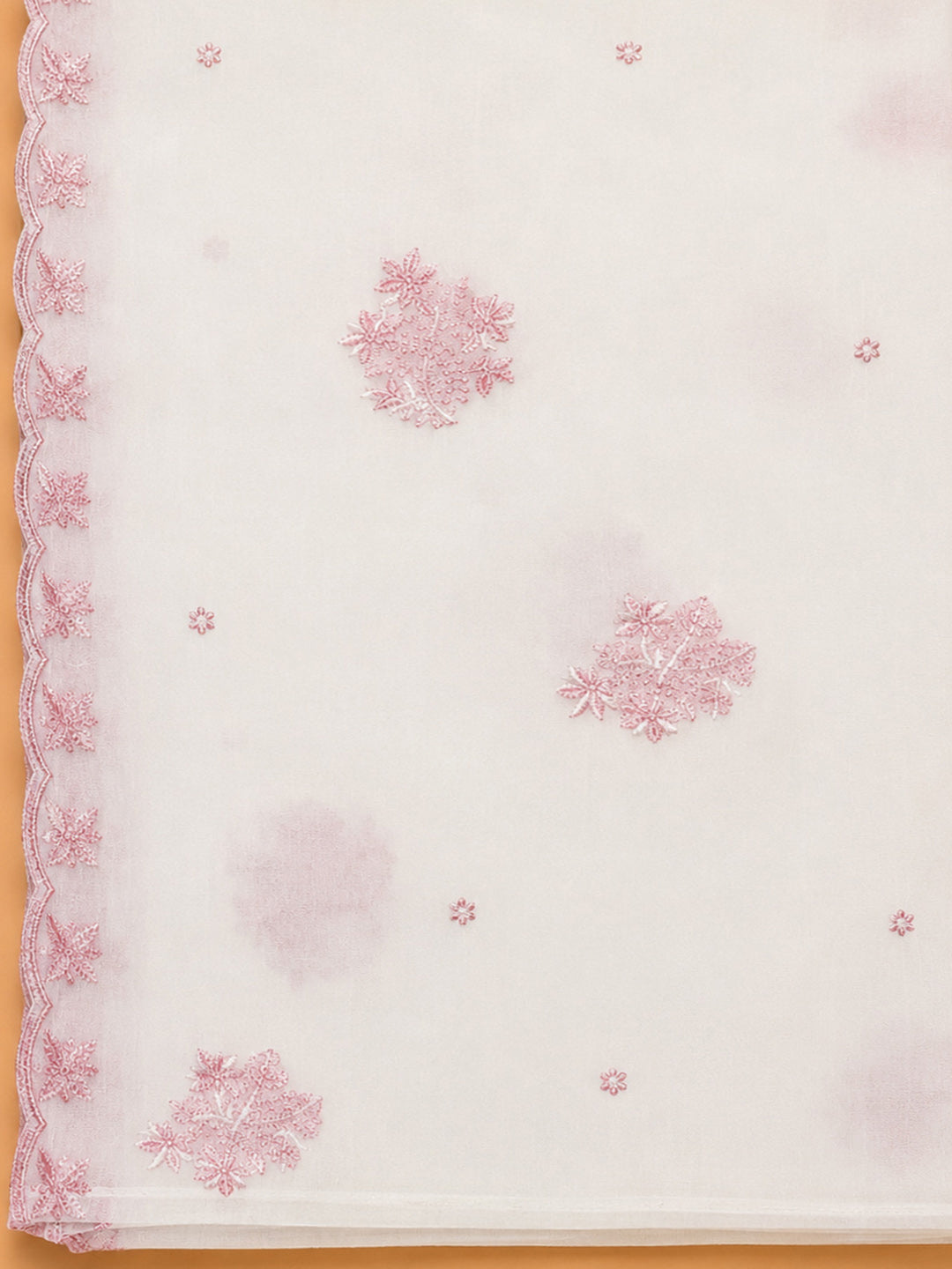 Pink Embroidery Chanderi Unstitched Dress Material