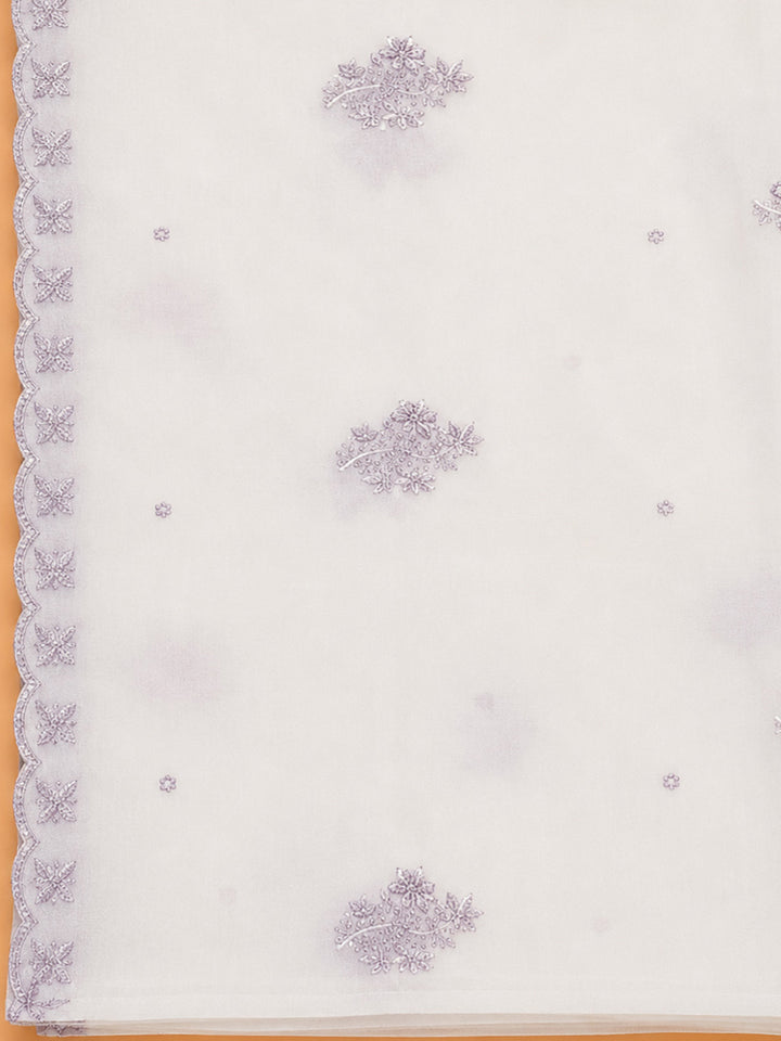 Purple Embroidery Chanderi Unstitched Dress Material