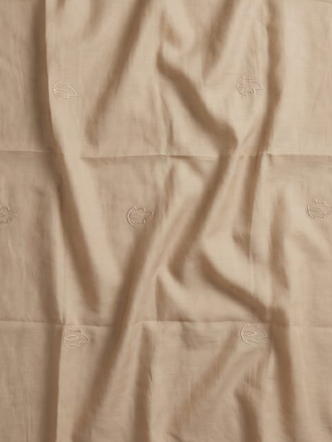 Beige Embroidered Chanderi Unstitched Suit &amp; Pant With Chanderi Dupatta