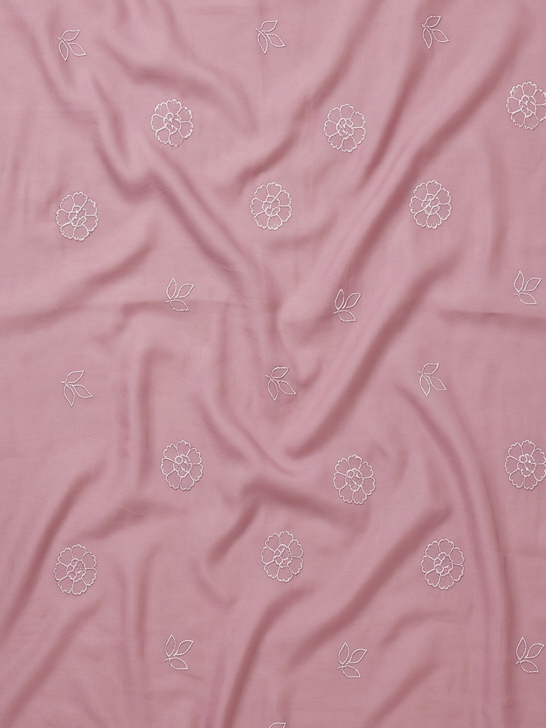 Pink Lavender Embroidered Chanderi Unstitched Suit &amp; Pant With Chanderi Dupatta