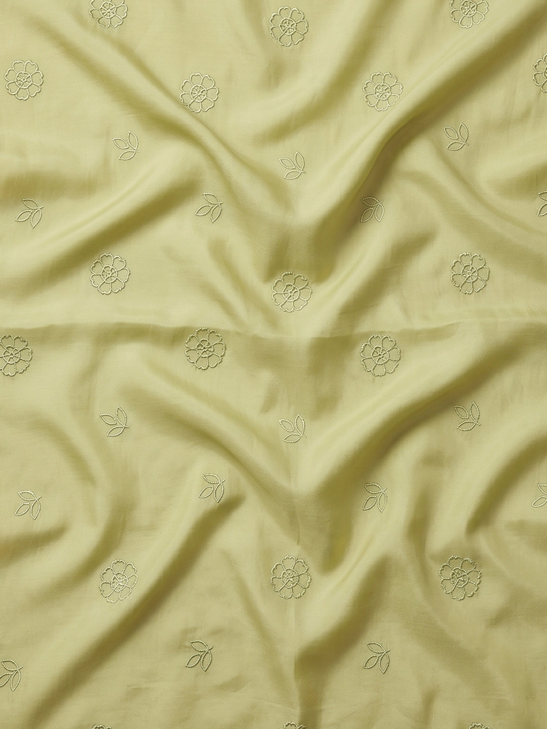 Pista Green Embroidered Chanderi Unstitched Suit &amp; Pant With Chanderi Dupatta