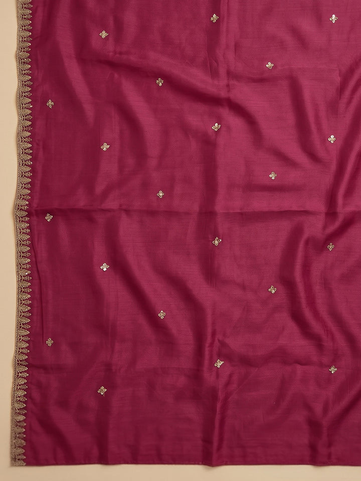 Rani Embroidered Chanderi Unstitched Suit With Pant &amp; Dupatta