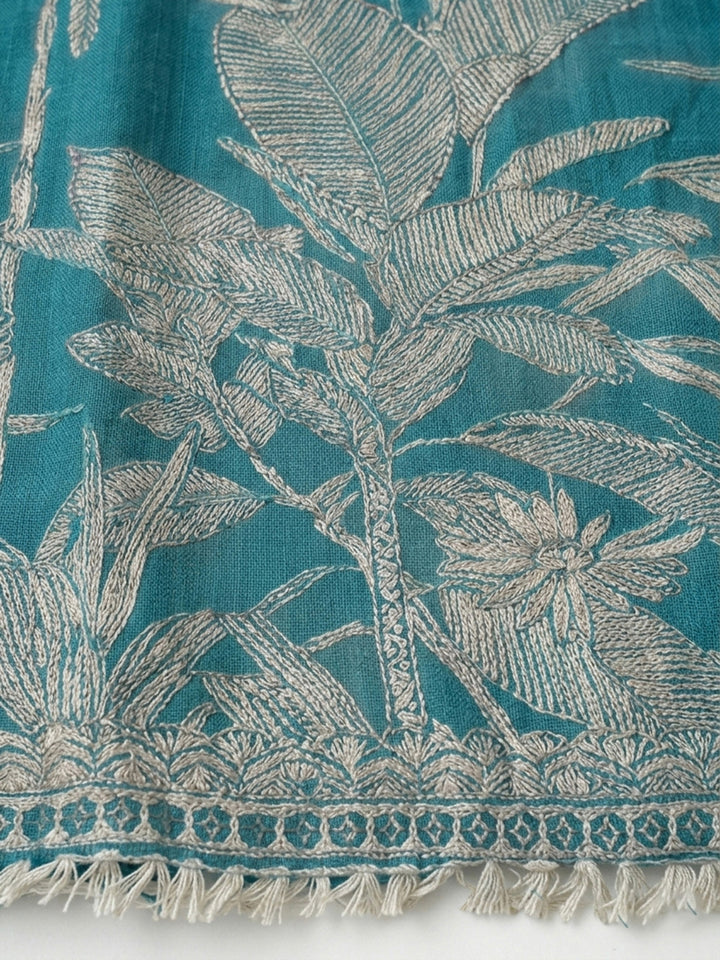 Rama Green Printed Linen Blend Unstitched Suit With Pant &amp; Dupatta